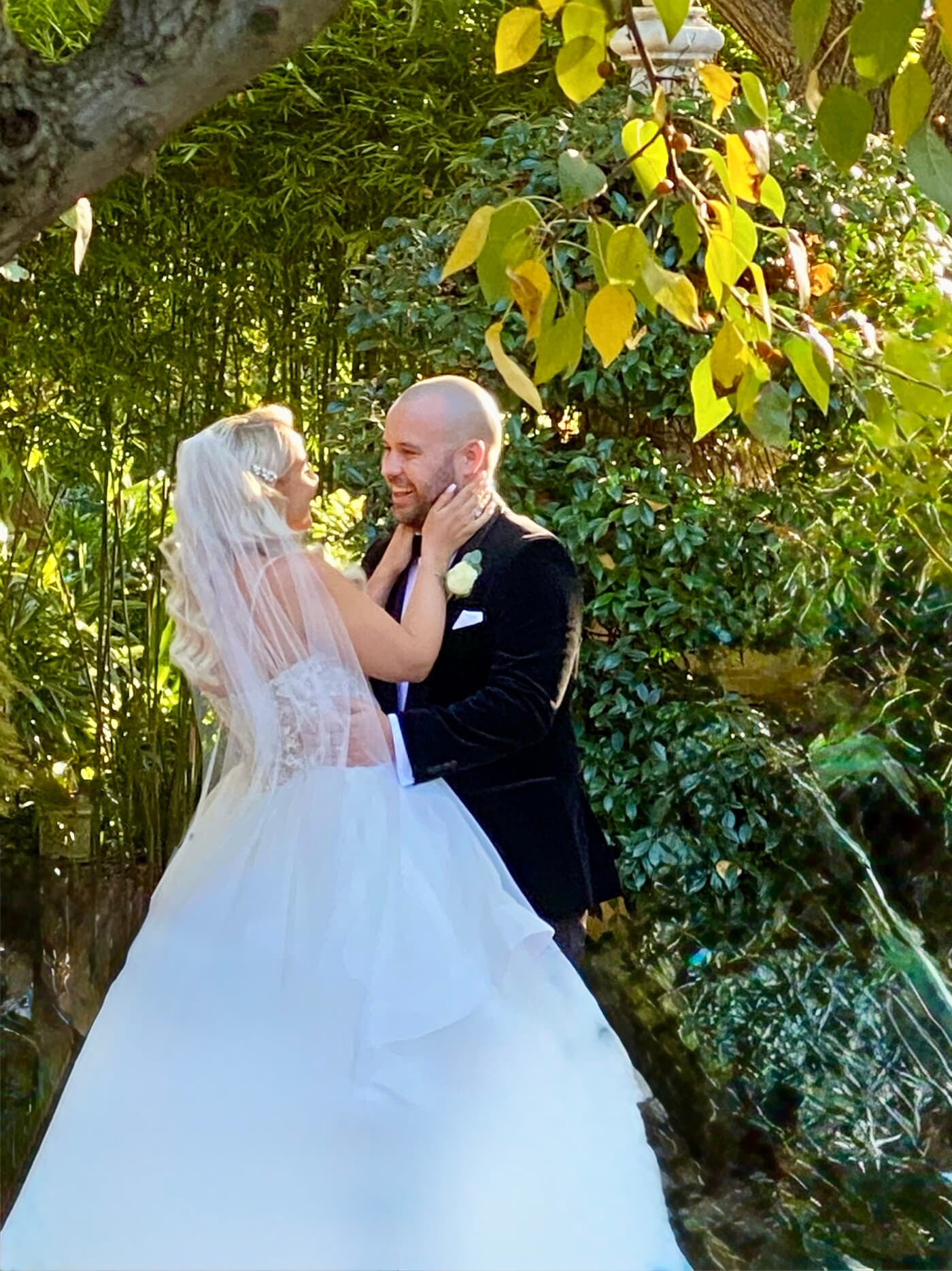 Sam & Rhys, a quiet portrait moment in the garden at Jaspers Berry